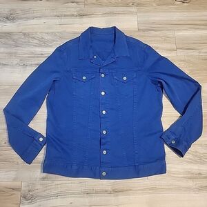 Robins Jeans Mens Jacket Size XXL Blue Suede Trucker Jacket Coat